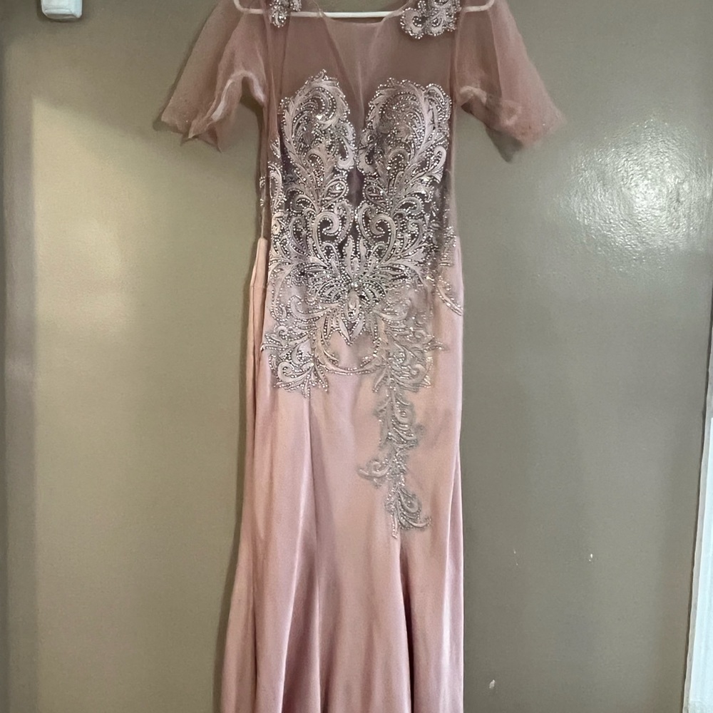 Clarisse satin light pink embellished prom dress